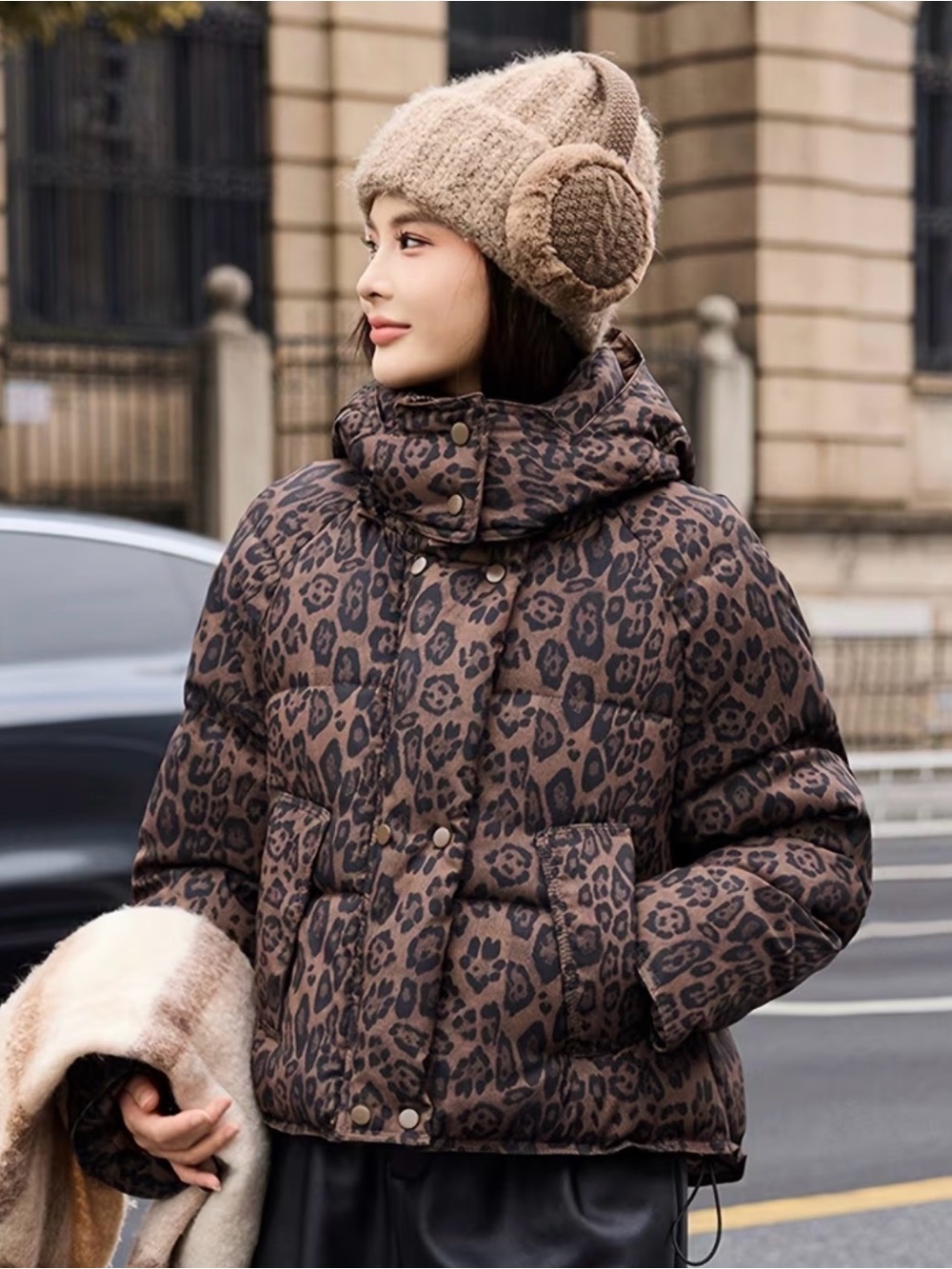 New Leopard Print Puffer Jacket M/L Oversized